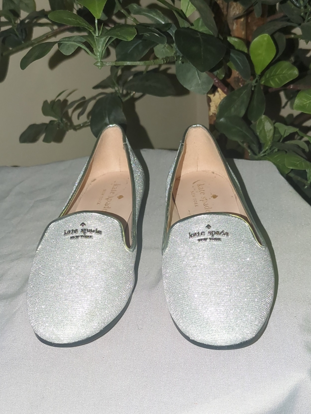 kate spade Silver Sparkle Slip-On Flats